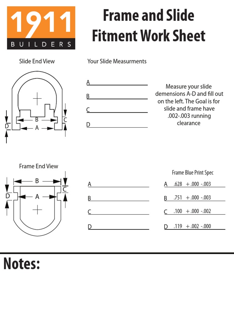 1911 Builders Slide Fitment Sheet | PDF