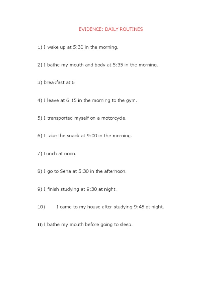 Evidence Daily Routines | PDF