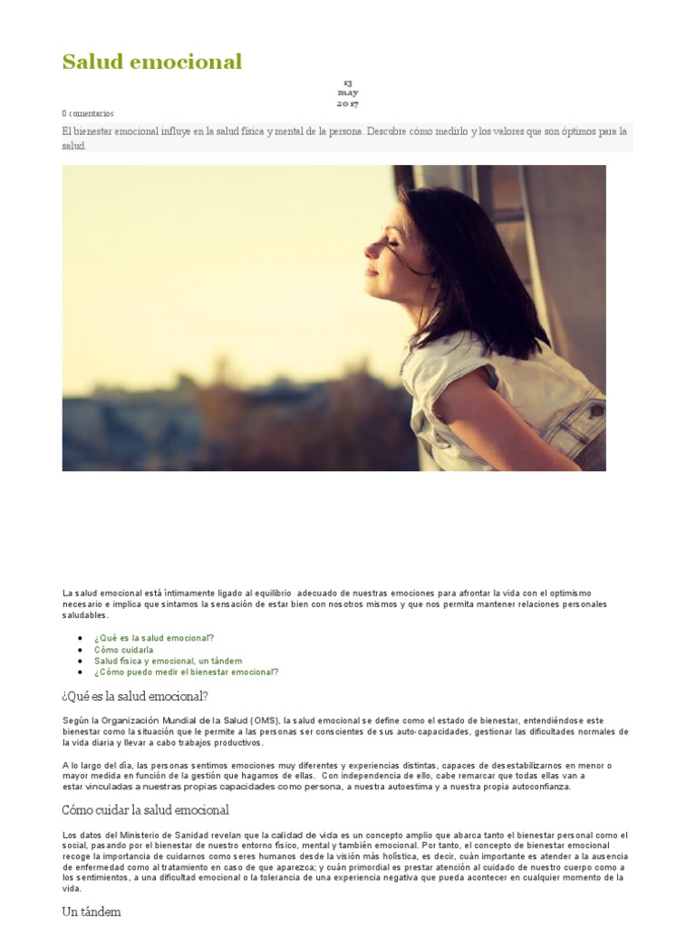 Salud Emocional y Bienestar Integral | PDF | Bienestar | Las emociones