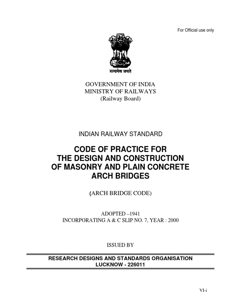 Arch Bridge Code - RDSO, IR | PDF | Bridge | Concrete