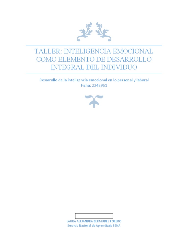 Taller de Inteligencia Emocional Integral | PDF | Inteligencia ...