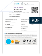 Certificado de Verano: San Clemente Del Tuyú, Buenos Aires Del 08/01/2021 Al 11/01/2021