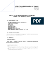 Pontificia Universidad Católica Del Ecuador: Facultad de Ciencias Exactas Y Naturales Escuela de Ciencias Quimicas