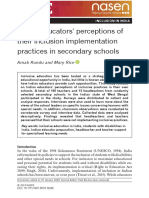 Indian Educators' Perceptions of Their Inclusion Implementation Practices in Secondary Schools