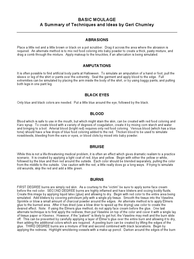 Basic Moulage | PDF | Wound | Burn