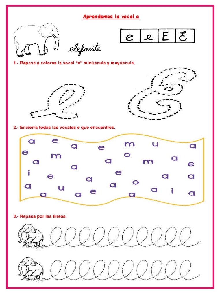 Actividades para aprender la vocal e | PDF