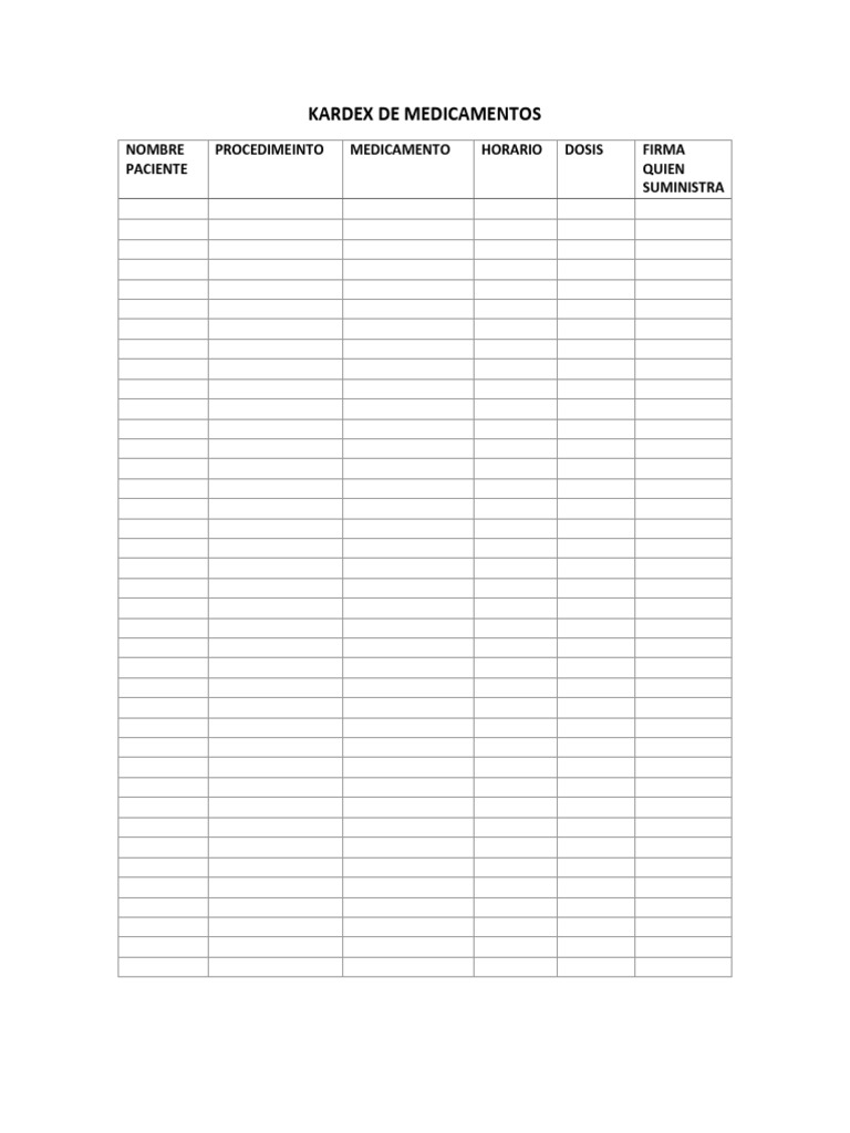Kardex de Medicamentos Formato | PDF