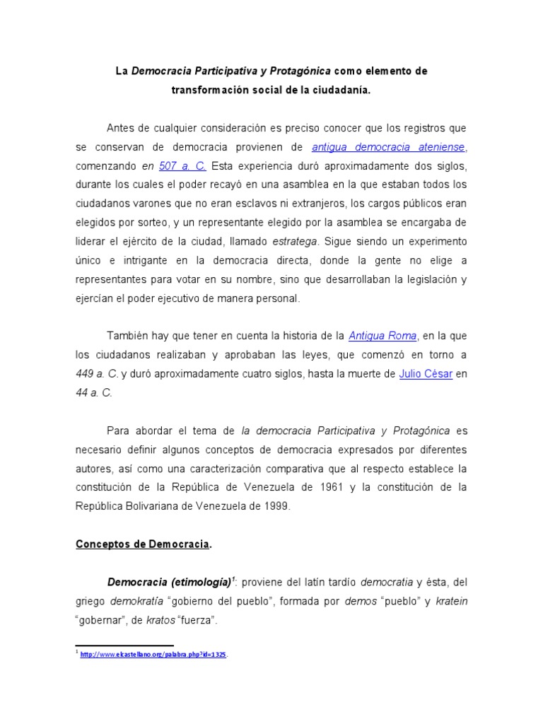 Democracia Participativa y Protagónica | PDF | Democracia | Ideologías ...