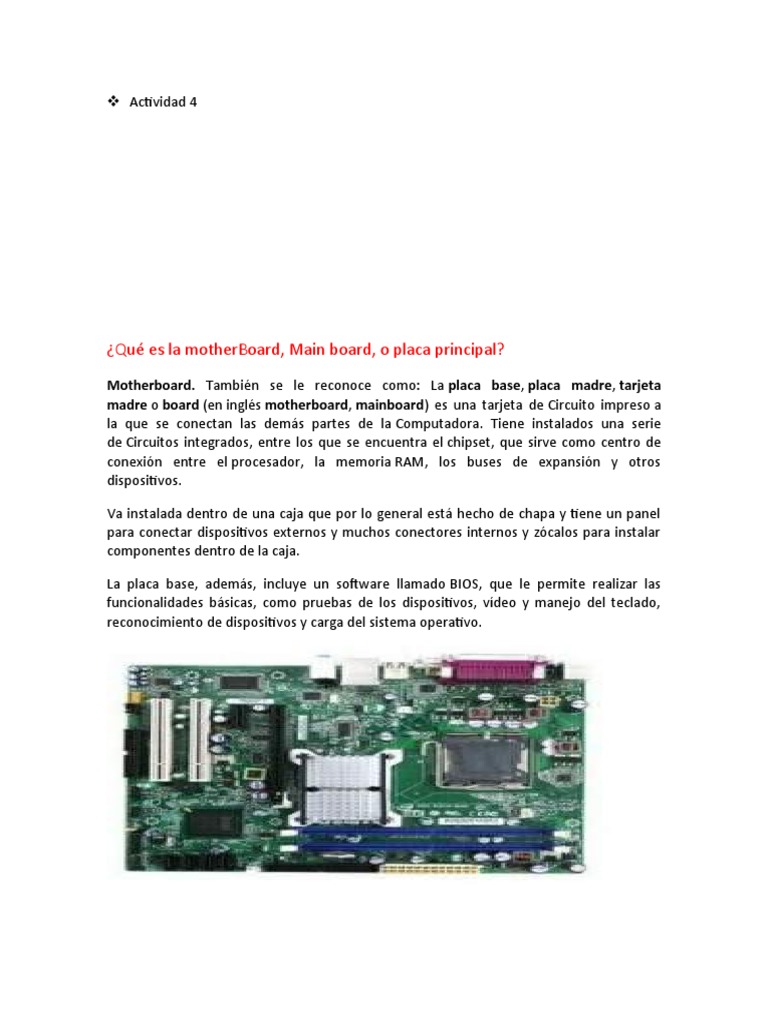 Actividad 4 | PDF | Hardware de la computadora | Ingeniería Electrónica