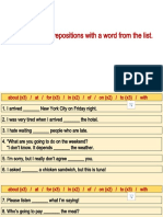 Complete The Prepositions With A Word From The List