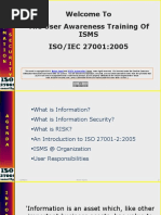 Welcome To The User Awareness Training of Isms ISO/IEC 27001:2005