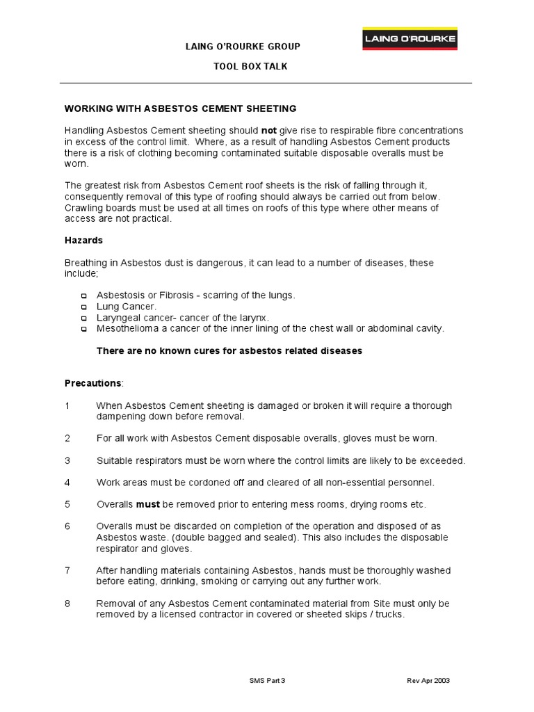 Asbestos Cement Sheets | PDF | Asbestos | Workplace
