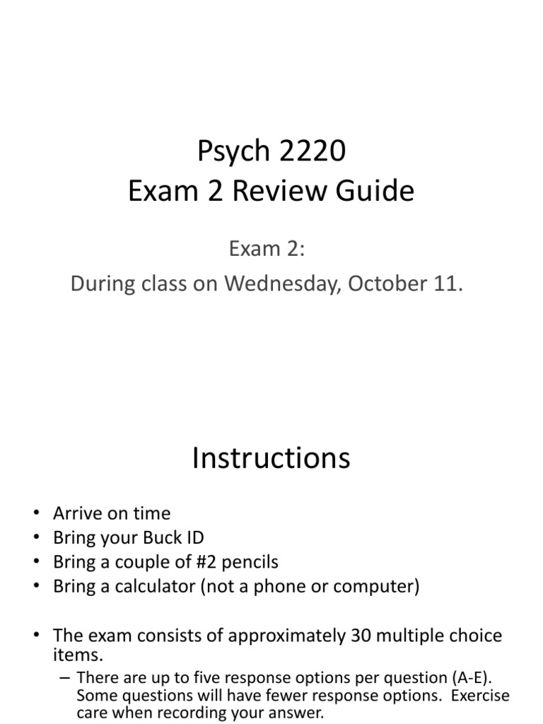 Psych 2220 Exam 2 Review Guide | PDF | Statistical Hypothesis Testing ...