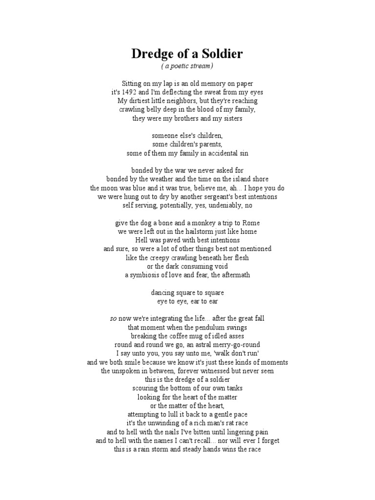 Dredge of A Soldier (Poem) | PDF | Poetry