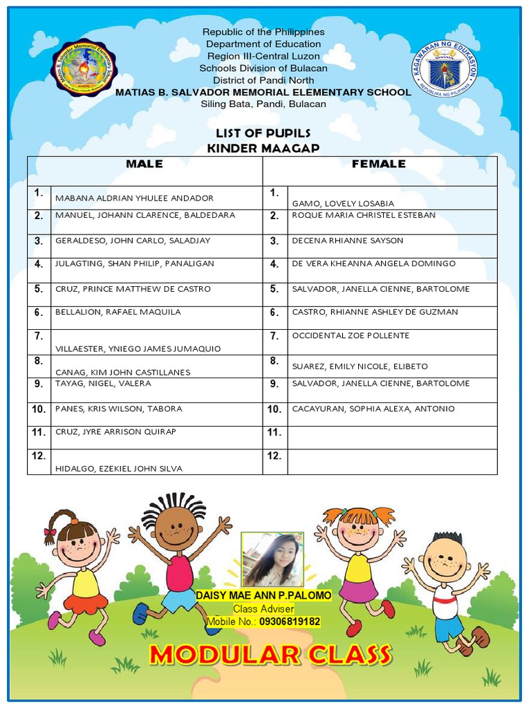 List of Pupils by Section Kindergarten | PDF