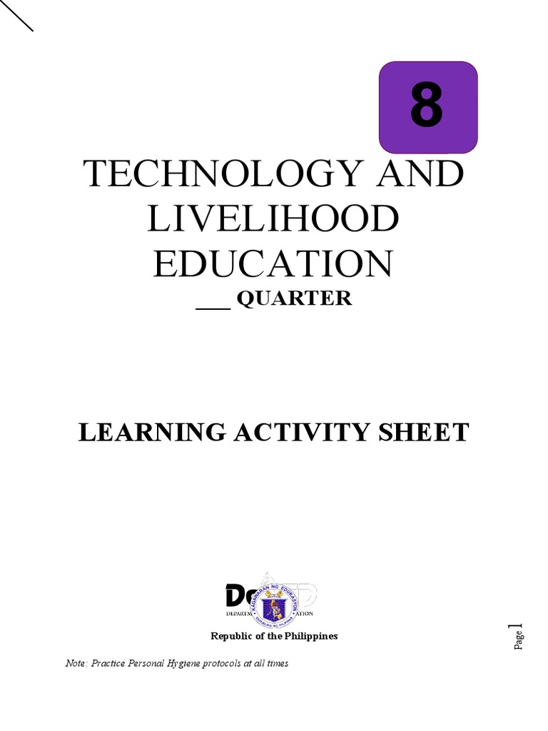 Technology and Livelihood Education: Learning Activity Sheet | PDF ...