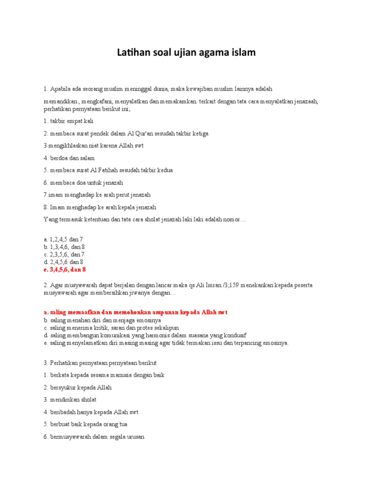Soal Ujian Pilihan Ganda Agama Islam Kelas 5 Semester 2 2026