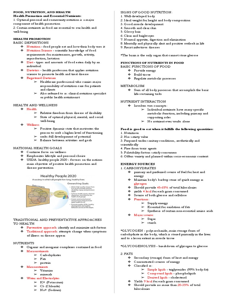 Food Nutrition and Health Overview | PDF | Nutrients | Carbohydrates