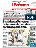 El Peruano: Presidente: Peruanos Debemos Estar Unidos Contra La Pandemia