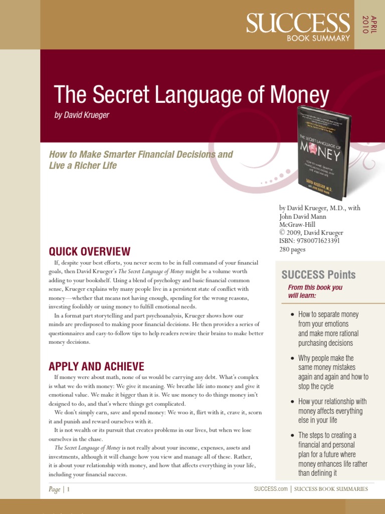 The Secret Language of Money Summary | PDF | Emotions | Money
