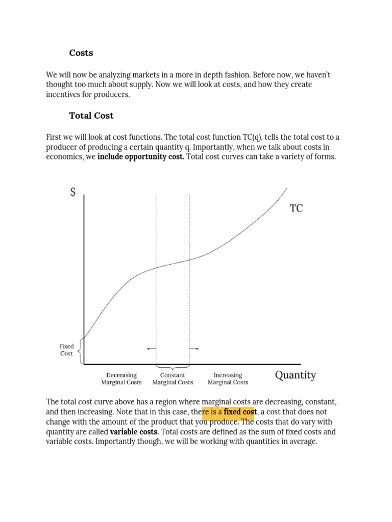 Understanding Total Costs in Economics | PDF | Marginal Cost | Profit ...