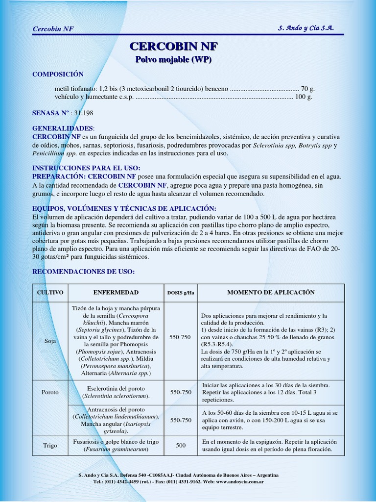 Cercobin NF | PDF | melocotón | Agua