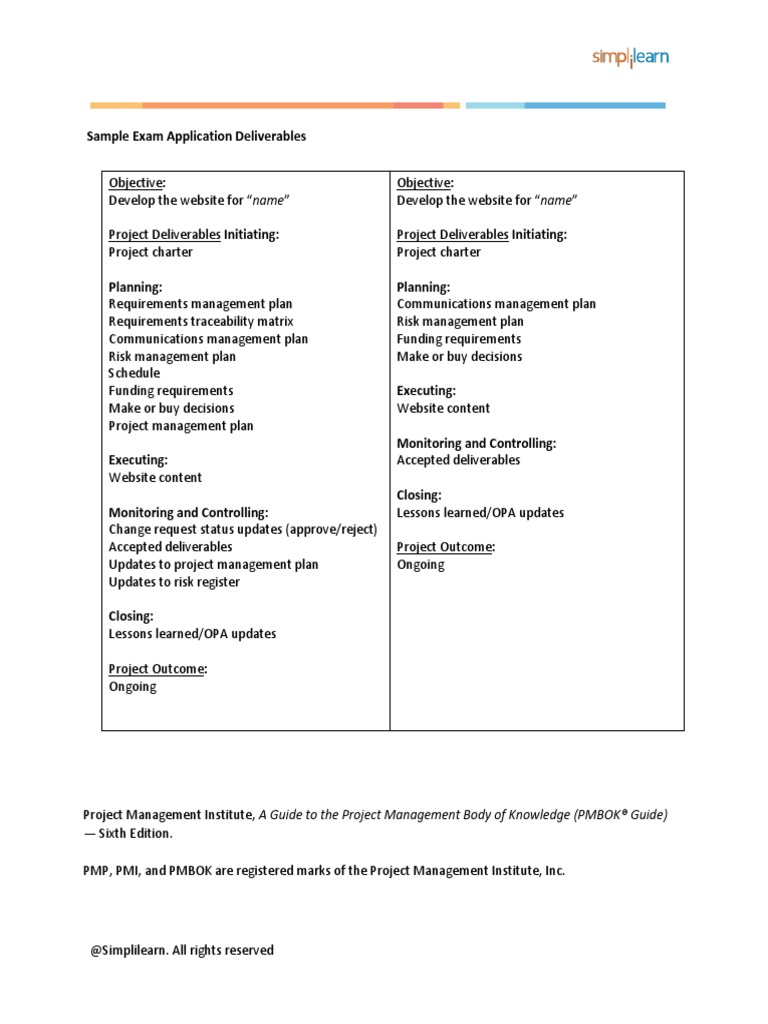 PMP Project Experience Application Examples | PDF