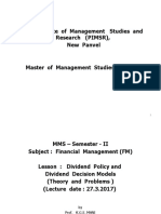 PIMSR's MMS Financial Management Lesson on Dividend Policy Models