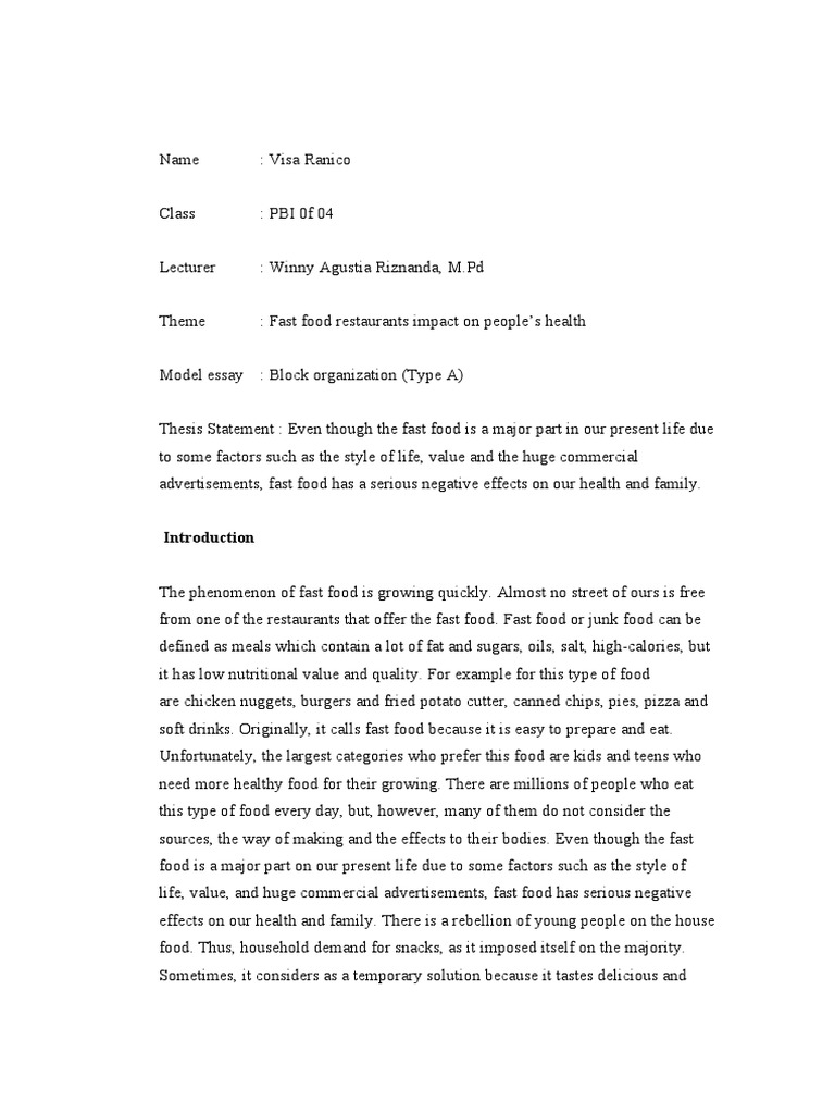 Fast Food Restaurants Impact On People | PDF | Fast Food | Foods