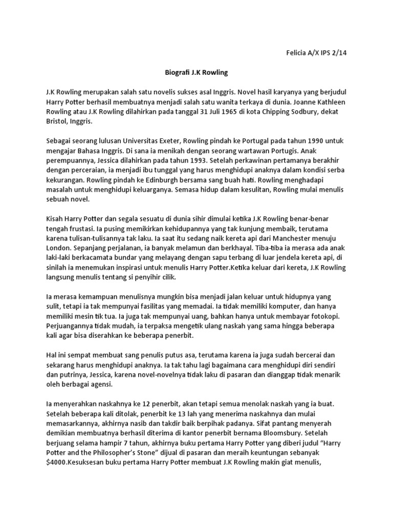 Biografi J K Rowling Pdf