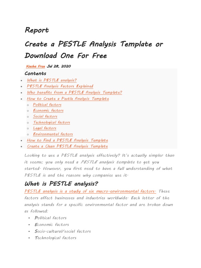 Create A PESTLE Analysis Template or Download One For Free | PDF ...