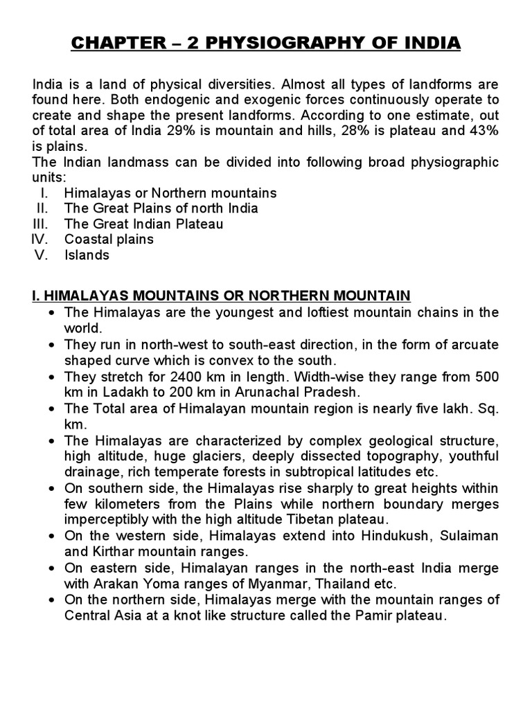 Overview of Himalayan Physiography | PDF | Himalayas | Coral Reef