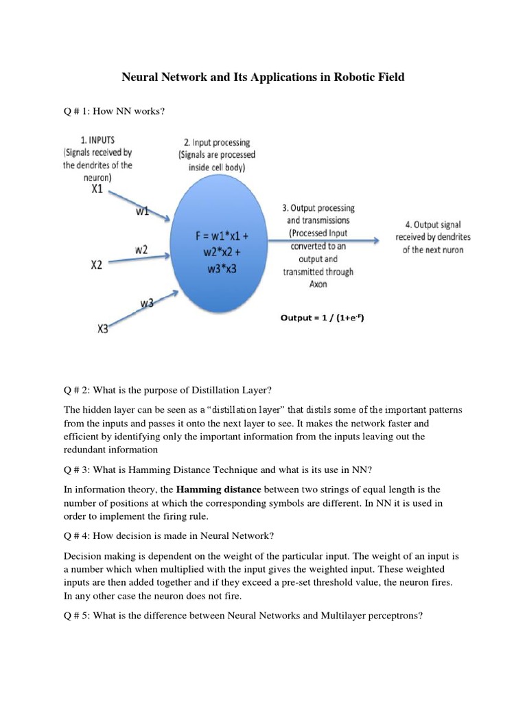 Questions PDF Artificial Neural Network Neuroscience