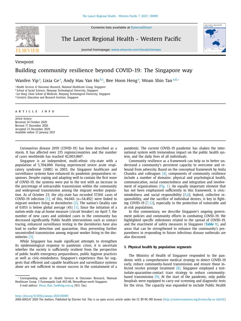 Building Community Resilience Beyond COVID-19: The Singapore Way | PDF ...