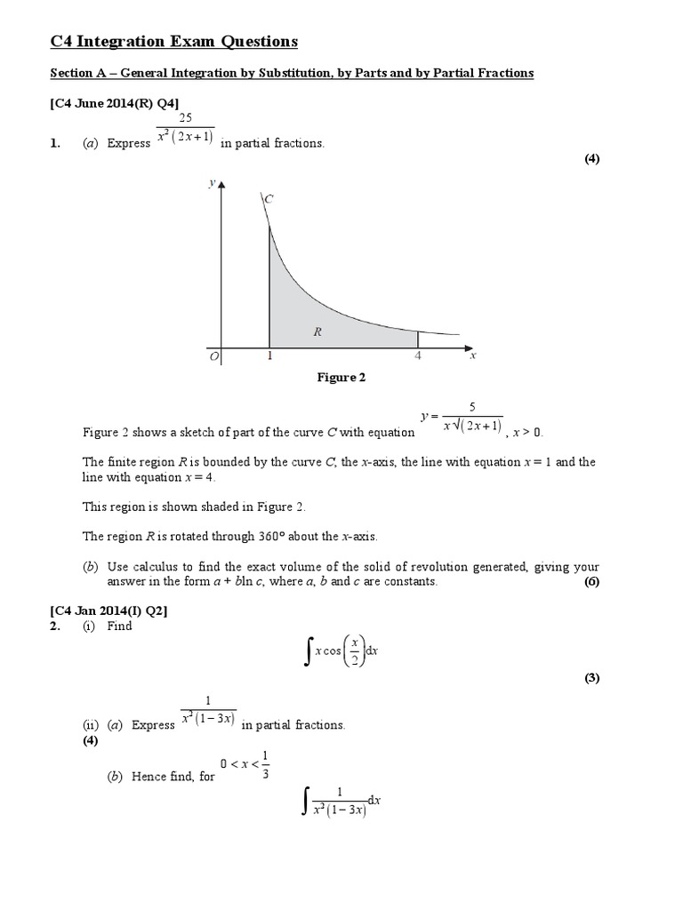 C4 Integration Exam Questions Overview | PDF | Integral | Equations