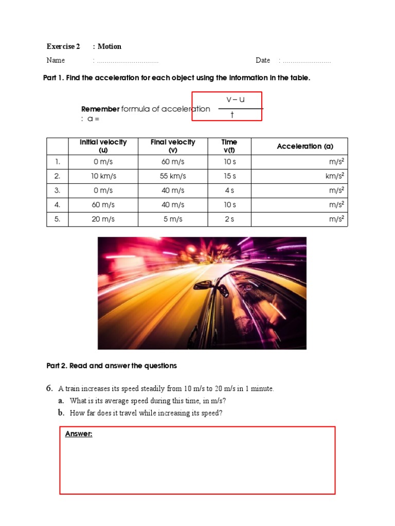 Acceleration Calculations and Questions | PDF | Science & Mathematics