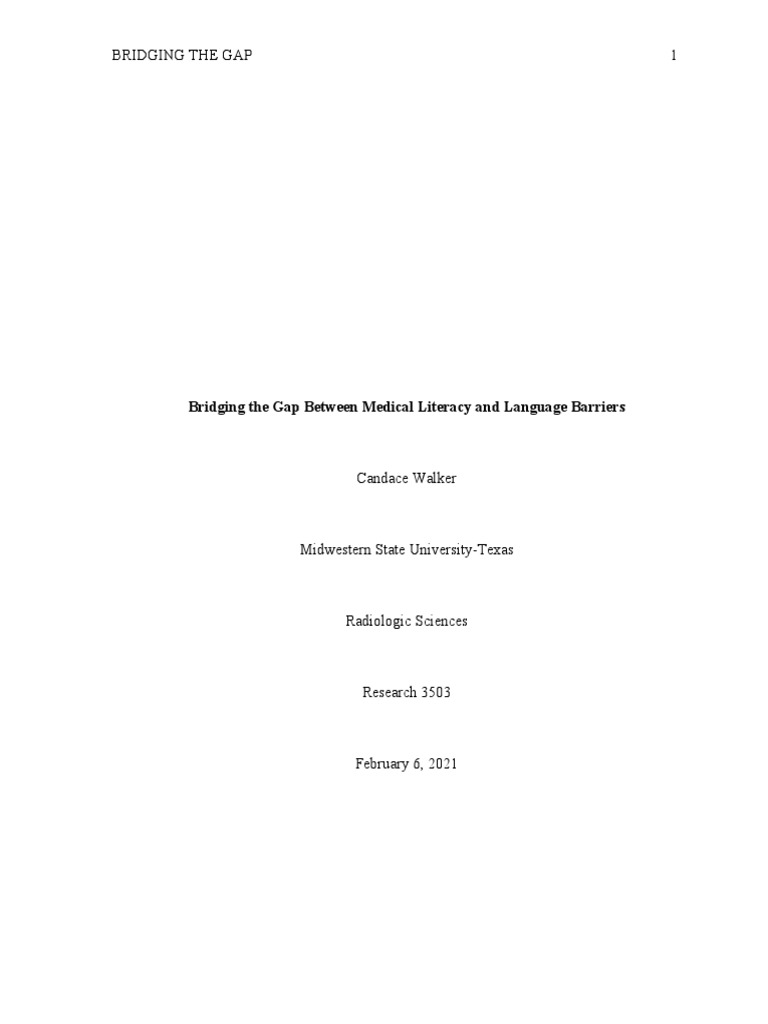 Bridging The Gap Between Medical Literacy And Language Barrier Pdf