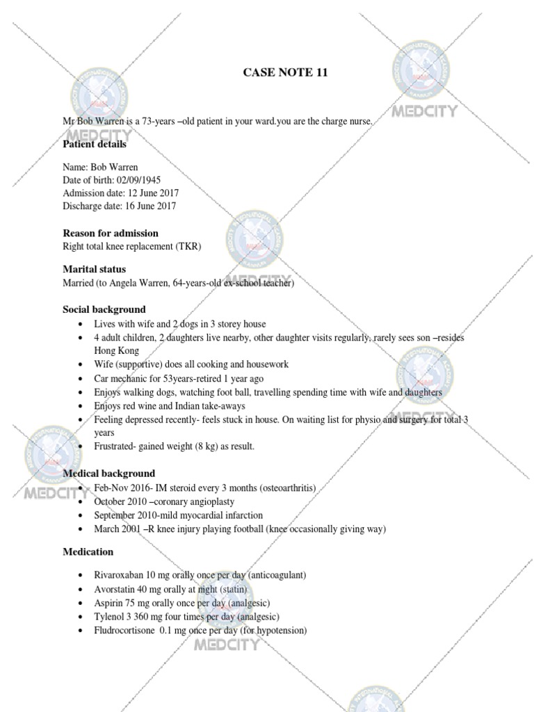 Patient Details: Case Note 11 | PDF | Medical Record | Health Care