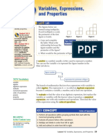 Variables, Expressions, and Properties: Main IDEA