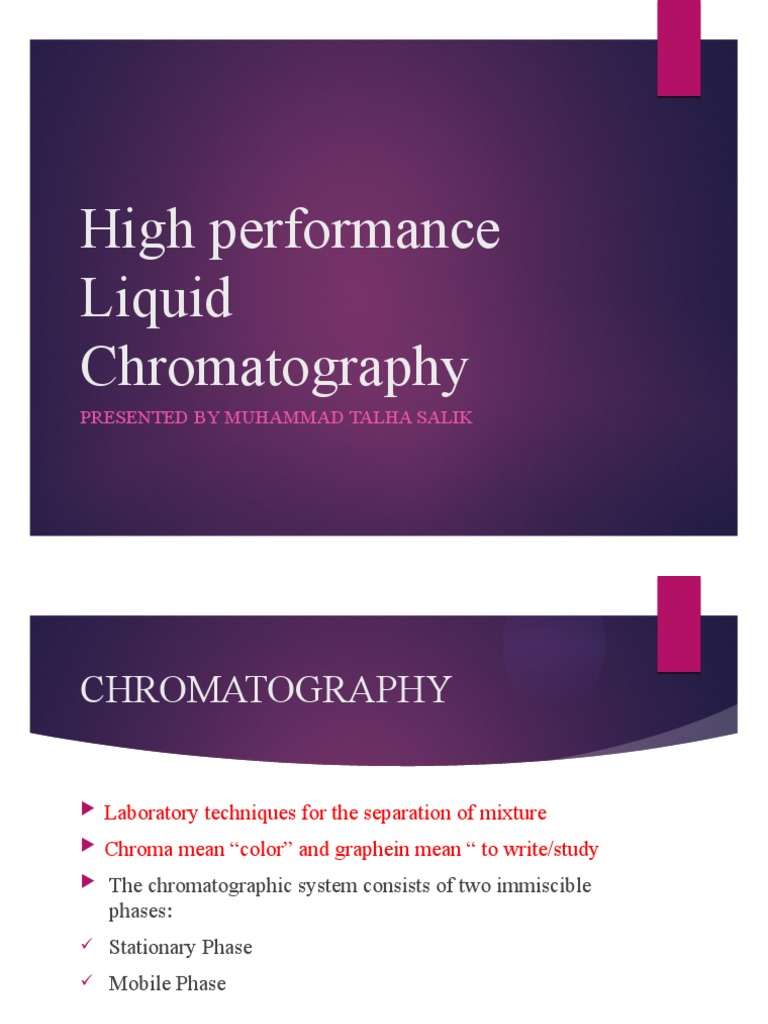 High Performance Liquid Chromatography PDF Chromatography Unit