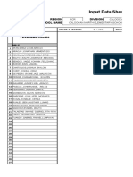 Input Data Sheet For E-Class Record: Region Division School Name