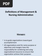 Definitions of Management Nursing Administration