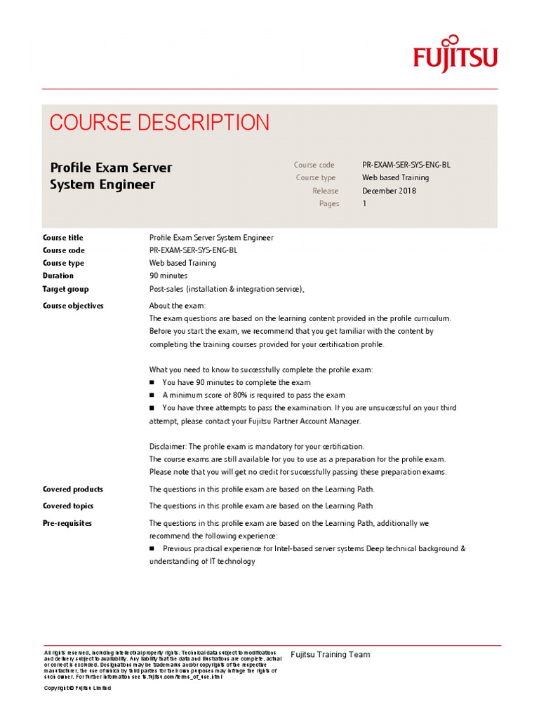 Course Description: Profile Exam Server System Engineer | PDF ...