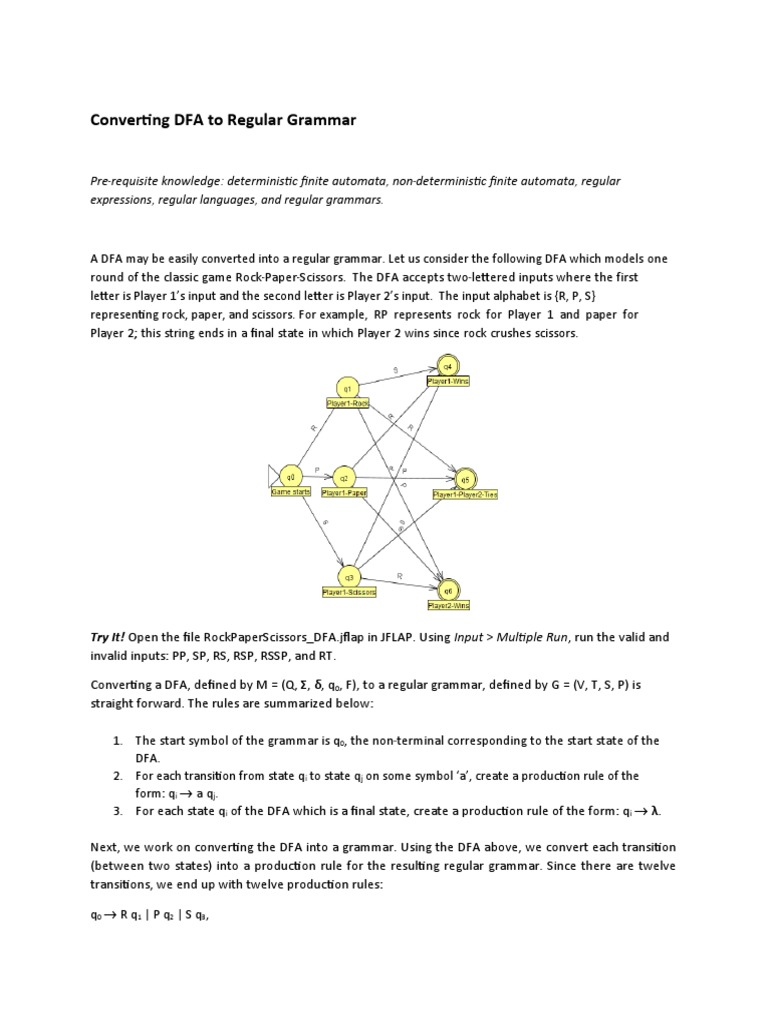 DFA to Regular Grammar Conversion Guide | PDF | Formalism (Deductive ...