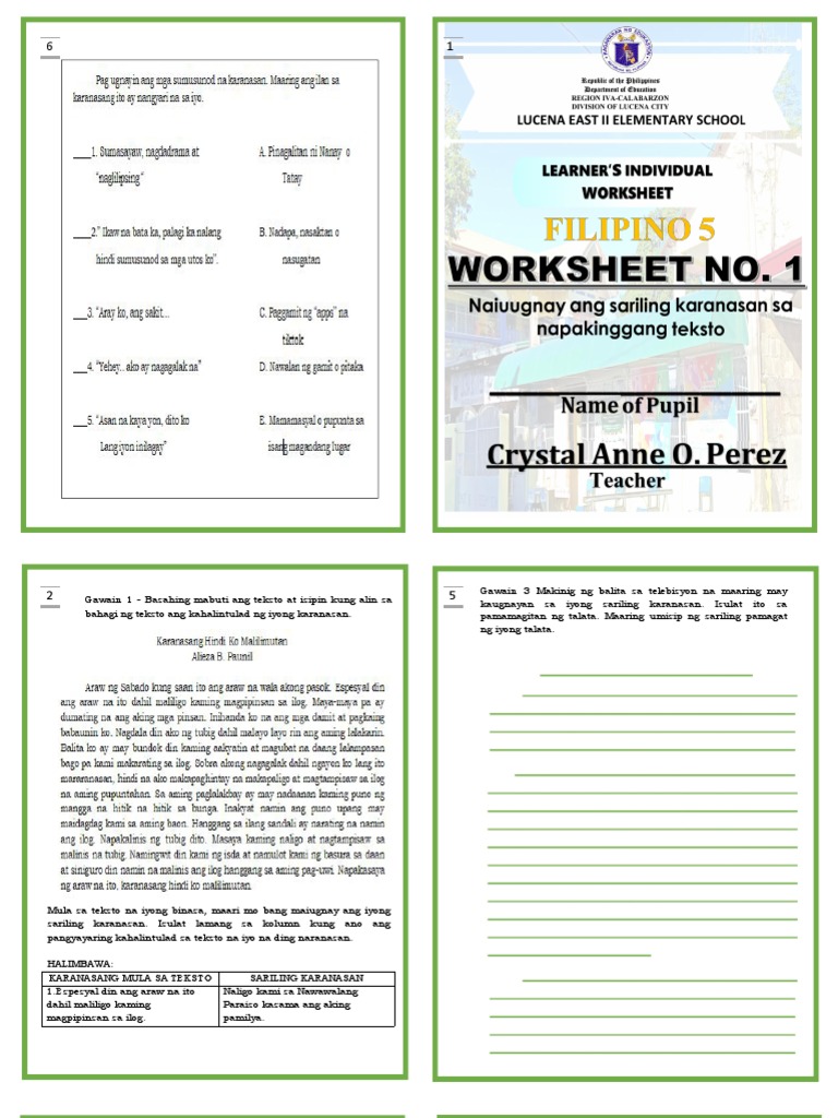 Worksheet 1 Fil Week 1 | PDF