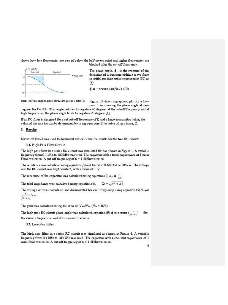 Figure 10phaseAngle Response For The LowPass RC Filter PDF Electronic Filter Low Pass