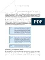 Parapharasing, Summarizing, Plagiarism & Text Organization: Paraphrasing To Test Comprehension (Reading)