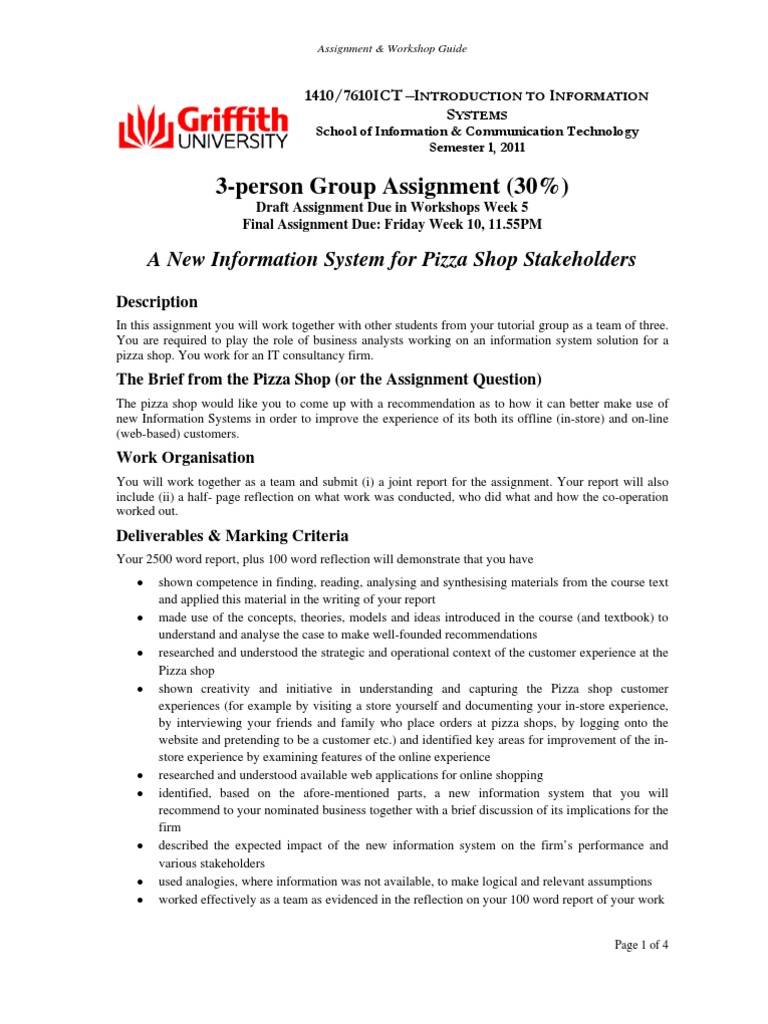 Pizza Shop Information Systems Assignment | PDF | Online And Offline ...