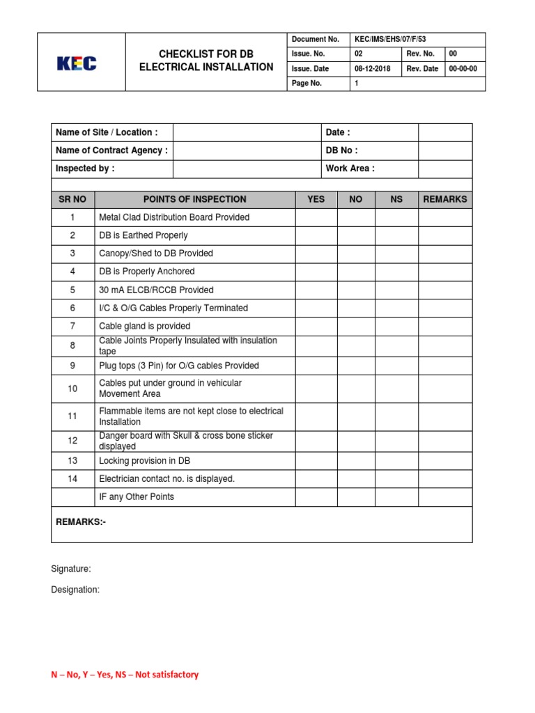 Checklist For DB Installation PDF