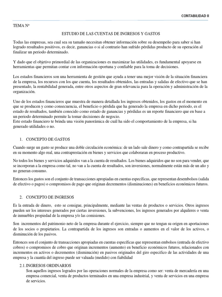 Ingresos y Gastos en Contabilidad | PDF | Beneficio (economía) | Empresas